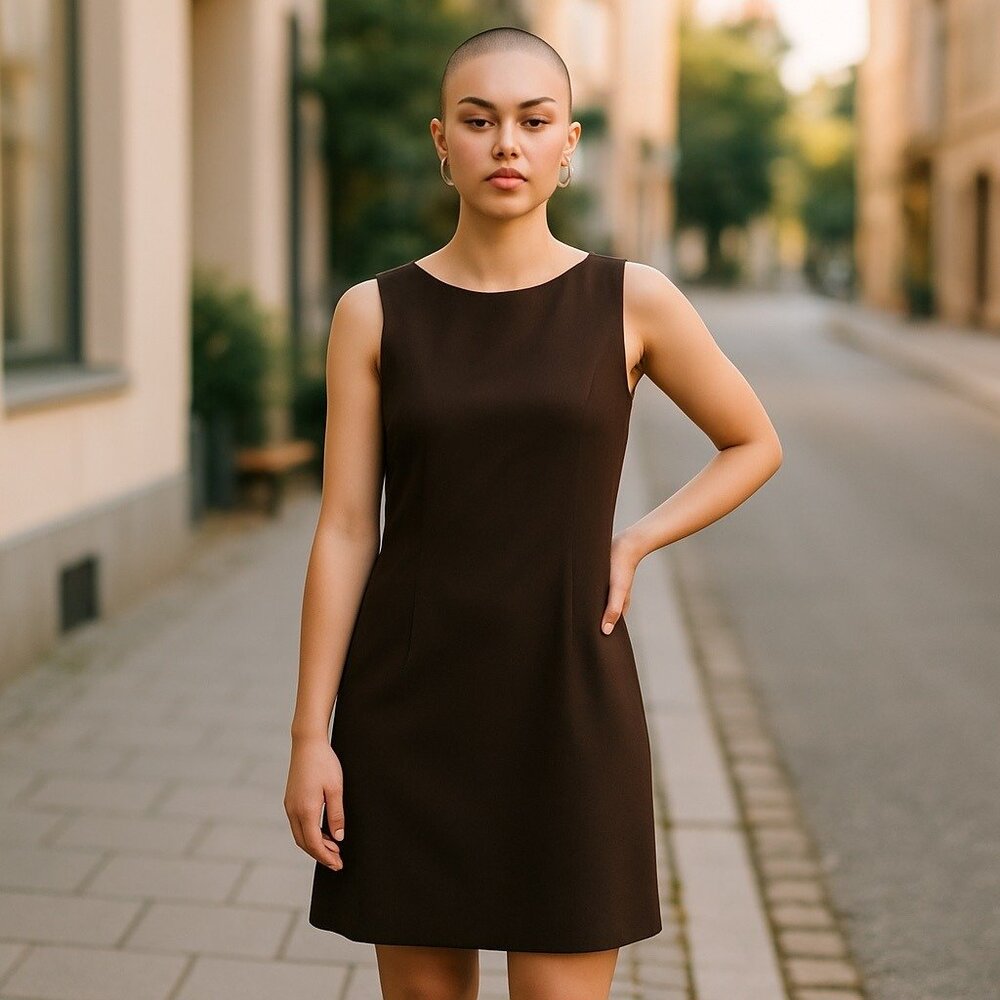 Amanda Smith Petites Brown Sleeveless Sheath Dress Size 8P Preppy Old Money NWT